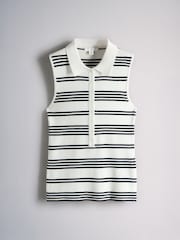 The Set 3 Pack Fine Knit Sleeveless Polo Shirt Navy/Blue/Cream Stripe - Image 4 of 6