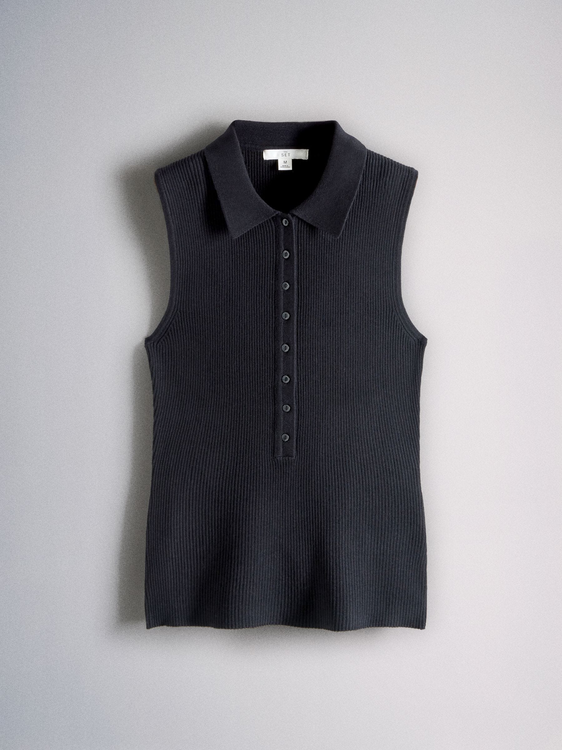 Buy The Set 3 Pack Fine Knit Sleeveless Polo Shirts Navy/Blue