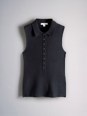 The Set 3 Pack Fine Knit Sleeveless Polo Shirts Navy/Blue/Cream Stripe - Image 7 of 11