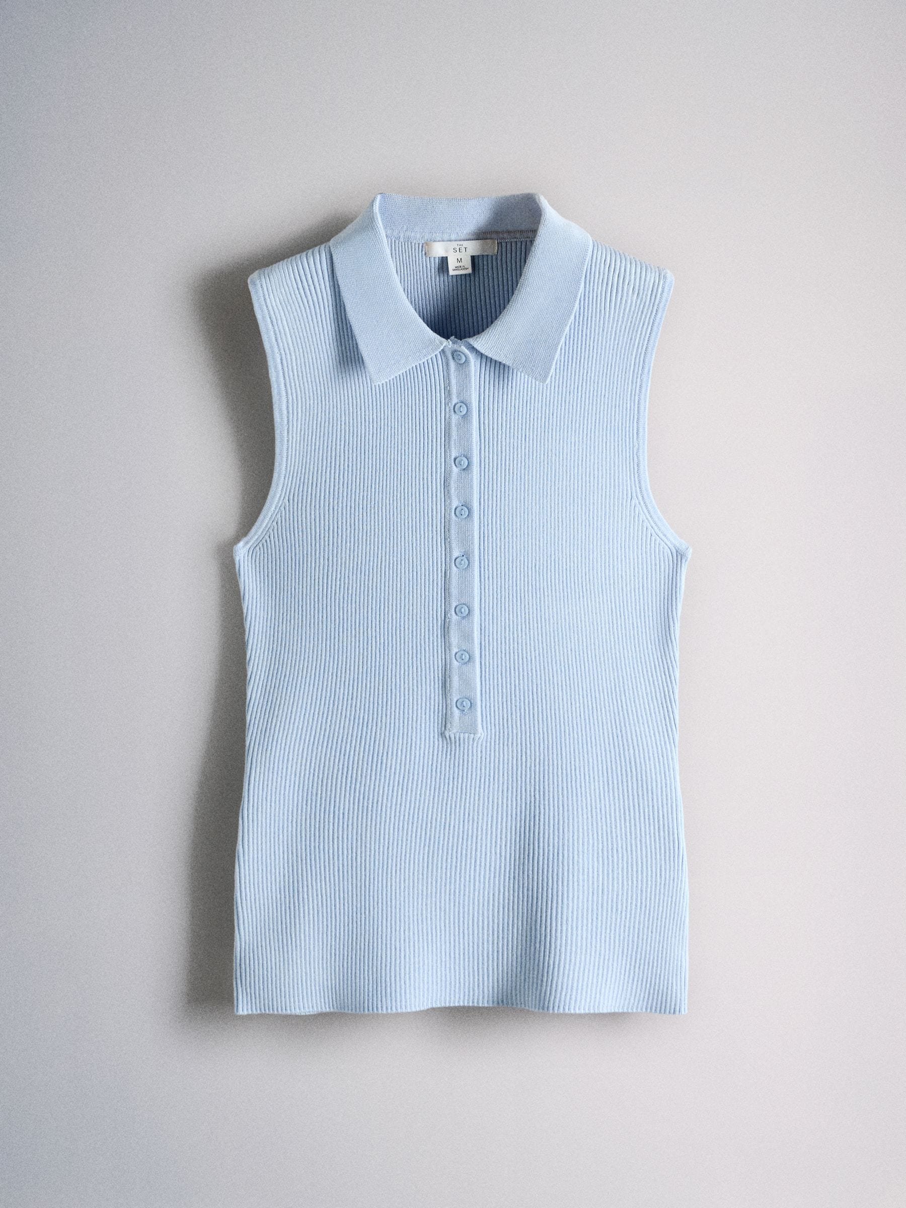 Buy The Set 3 Pack Fine Knit Sleeveless Polo Shirts Navy/Blue