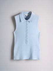 The Set 3 Pack Fine Knit Sleeveless Polo Shirts Navy/Blue/Cream Stripe - Image 8 of 11