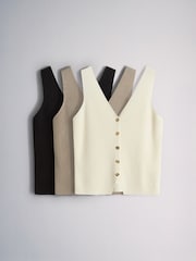 The Set 3 Pack Knitted Button Down Waistcoat - 画像 2 / 10