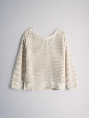 The Set 2 Pack Open Knit Slash Neck Jumpers Neutral/Black - Image 3 of 5