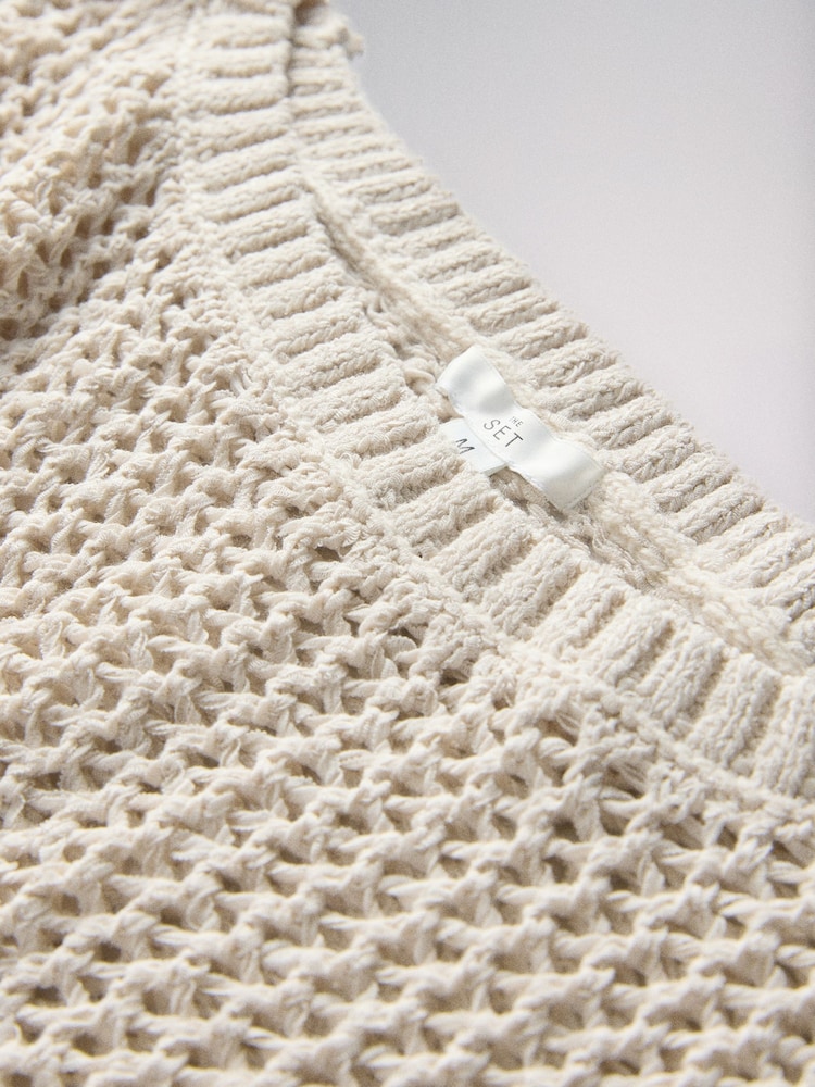 The Set 2 Pack Open Knit Slash Neck Jumpers Neutral/Black - Image 6 of 6