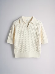 The Set 3/4 Sleeve Cable Knitted Jumpers Blue/Pastel Yellow - Image 3 of 5