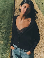 The Set 3 Pack Sheer Knit V-Neck Cardigans Black/Burgundy Red/Stone - Image 7 of 12