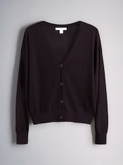The Set 3 Pack Sheer Knit V-Neck Cardigans Black/Burgundy Red/Stone - Image 9 of 12