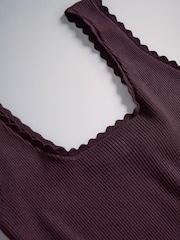 The Set 2 Pack Scallop Trim Sleeveless Scoop Neck Woven Mix Maxi Dress Black/Burgandy - Image 5 of 6