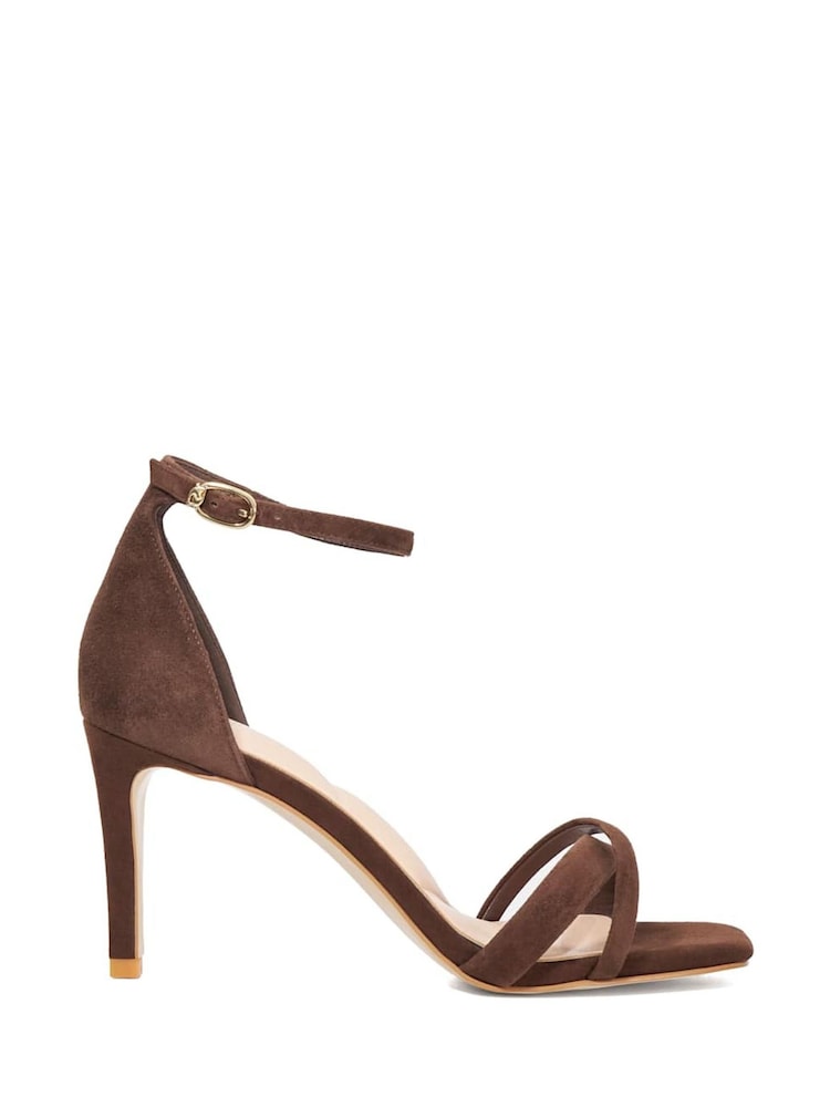 Dune London Brown Madrina Cross Vamp Heeled Sandals - Image 2 of 6 Dune London Brown Madrina Cross Vamp Heeled Sandals - Image 2 of 6