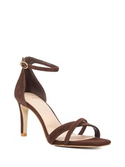 Dune London Brown Madrina Cross Vamp Heeled Sandals - Image 3 of 6