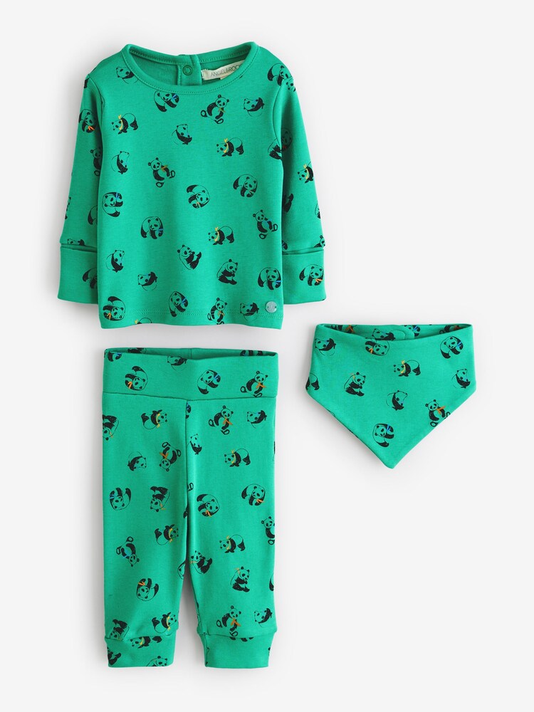 Angel & Rocket Green Albie Panda Print Top And Leggings Set - Image 1 of 1 Angel & Rocket Green Albie Panda Print Top And Leggings Set - Image 1 of 1