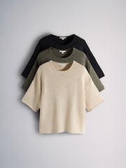 The Set 3 Pack Open Knit T-Shirts - 11এর মধ্যে 2 ছবি