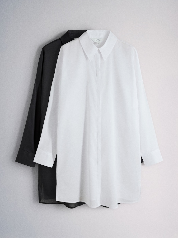 The Set 2 Pack Cotton Beach Shirts Black/White - Image 2 of 12