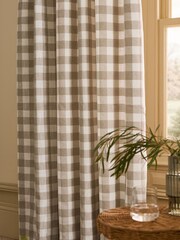 Woven Gingham Check Pencil Pleat Lined Curtains - 5의 이미지 3