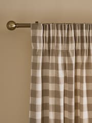 Woven Gingham Check Pencil Pleat Lined Curtains - 5의 이미지 4