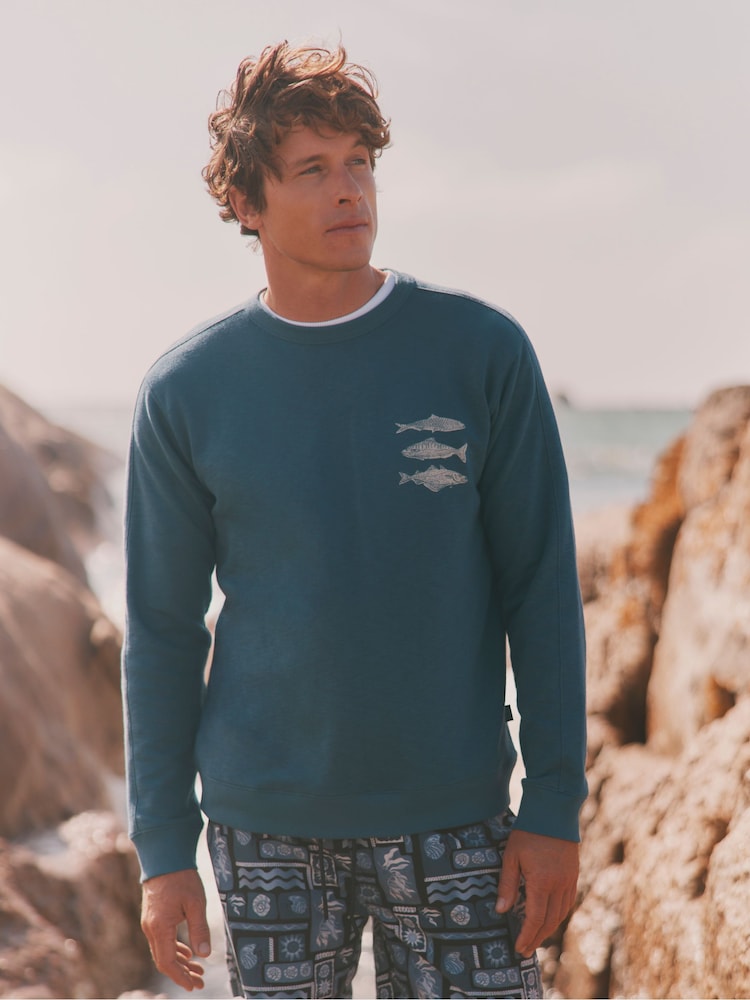 FatFace Blue MCS Crew Sweat Tops - Image 1 of 6 FatFace Blue MCS Crew Sweat Tops - Image 1 of 6