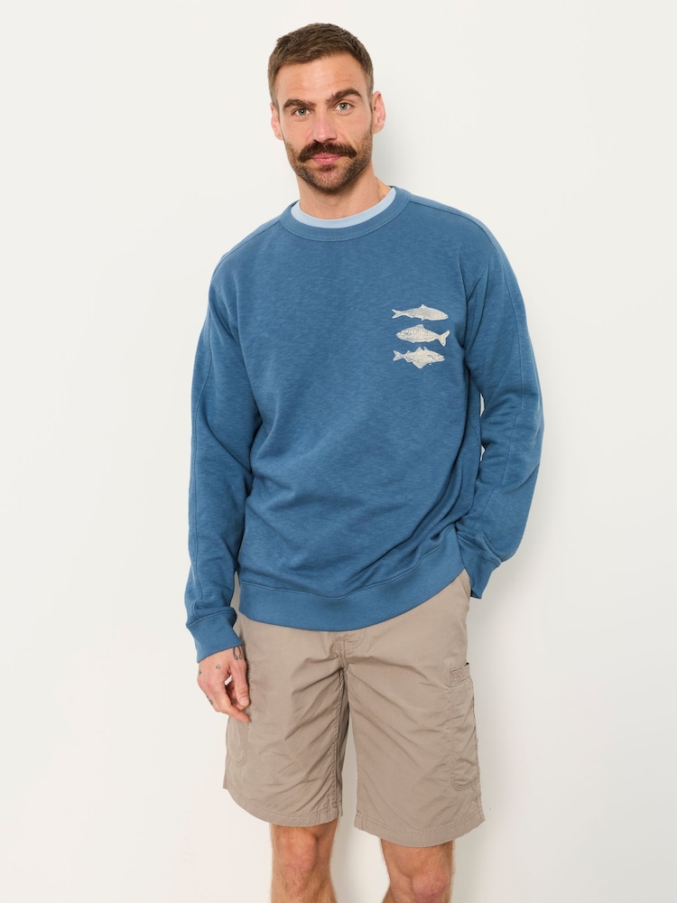 FatFace Blue MCS Crew Sweat Tops - Image 2 of 6 FatFace Blue MCS Crew Sweat Tops - Image 2 of 6