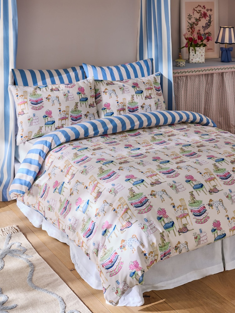 Cath Kidston Blue Hackney Dog 100% Cotton Duvet Cover and Pillowcase Set - Image 2 of 7