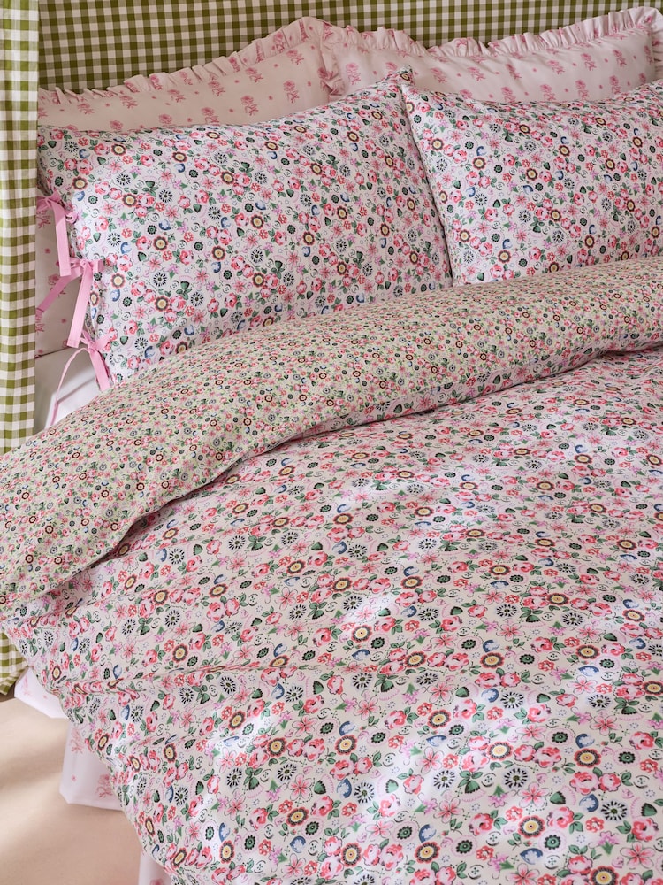 Cath Kidston Pink Pearly Queen 100% Cotton Duvet Cover and Pillowcase Set - Image 1 of 6