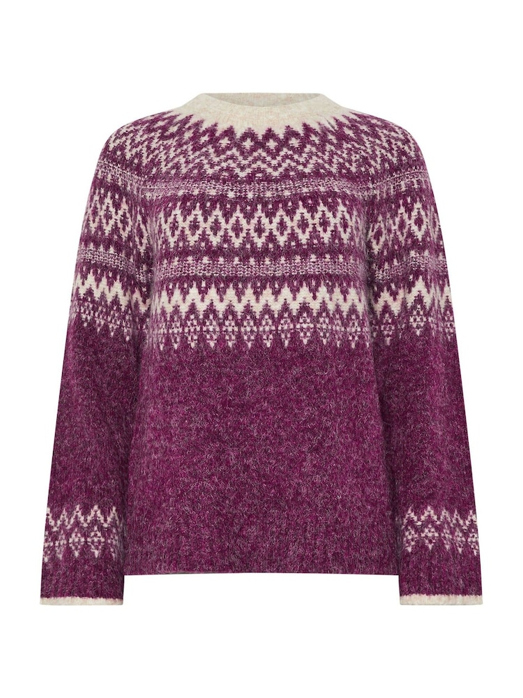 M&Co Purple Placement Fairisle Jumper - Image 1 of 1