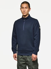 Weekend Offender Kraviz Blue 1/4 Zip With Parachute Nylon Overlay Sweat Top - Image 1 of 6