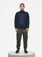 Weekend Offender Kraviz Blue 1/4 Zip With Parachute Nylon Overlay Sweat Top - Image 3 of 6