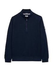 Weekend Offender Kraviz Blue 1/4 Zip With Parachute Nylon Overlay Sweat Top - Image 4 of 6