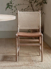 Nkuku Tan Nayan Leather & Jute Dining Chair - Image 2 of 6