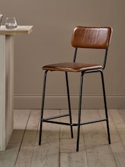 Nkuku Aged Tan Ukari Counter Chair - Image 1 of 6