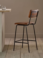 Nkuku Aged Tan Ukari Counter Chair - Image 2 of 6