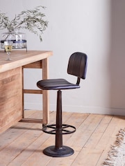 Nkuku Aged Black Narwana Bar Chair - Image 1 of 6