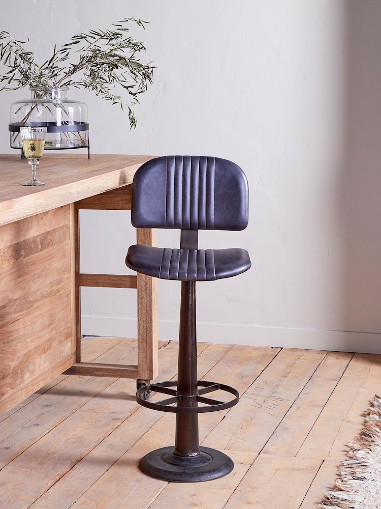 Nkuku Aged Black Narwana Bar Chair - Image 2 of 6 Nkuku Aged Black Narwana Bar Chair - Image 2 of 6