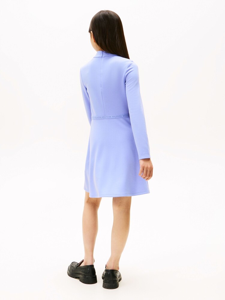 Tommy Hilfiger Blue Sparkle Logo Mock Neck Skater Dress - Image 2 of 5 Tommy Hilfiger Blue Sparkle Logo Mock Neck Skater Dress - Image 2 of 5