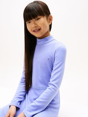 Tommy Hilfiger Sparkle Logo Mock Neck Skater Dress - Imagen 4 de 5