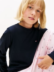 Tommy Hilfiger Blue 2 Pack Signature Long Sleeve T-Shirts - Image 3 of 6