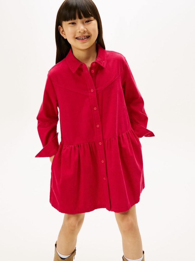 Tommy Hilfiger Red Corduroy Relaxed Shirt Dress - Image 1 of 5 Tommy Hilfiger Red Corduroy Relaxed Shirt Dress - Image 1 of 5