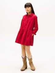 Tommy Hilfiger Red Corduroy Relaxed Shirt Dress - Image 3 of 5