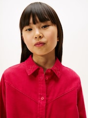 Tommy Hilfiger Red Corduroy Relaxed Shirt Dress - Image 4 of 5