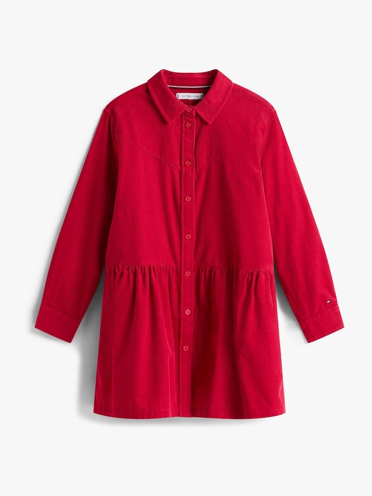 Tommy Hilfiger Red Corduroy Relaxed Shirt Dress - Image 5 of 5 Tommy Hilfiger Red Corduroy Relaxed Shirt Dress - Image 5 of 5