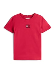 Tommy Hilfiger Red Diamanté Flag Jersey T-Shirt - Image 5 of 5