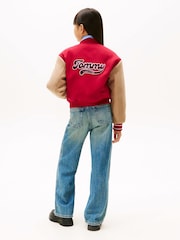 Tommy Hilfiger Red Varsity Back Logo Relaxed Letterman Jacket - Image 3 of 5