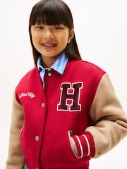Tommy Hilfiger Red Varsity Back Logo Relaxed Letterman Jacket - Image 4 of 5