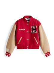 Tommy Hilfiger Red Varsity Back Logo Relaxed Letterman Jacket - Image 5 of 5
