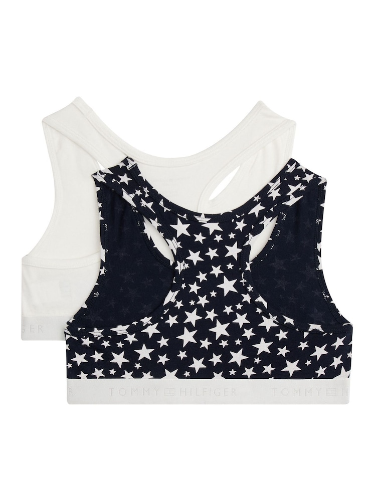 Tommy Hilfiger Signature Print Unpadded Racerback Bralettes 2-Pack - صورة 2 من 2 Tommy Hilfiger Signature Print Unpadded Racerback Bralettes 2-Pack - صورة 2 من 2