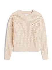 Tommy Hilfiger Cream Relaxed Cable Knit Jumper - Image 5 of 5