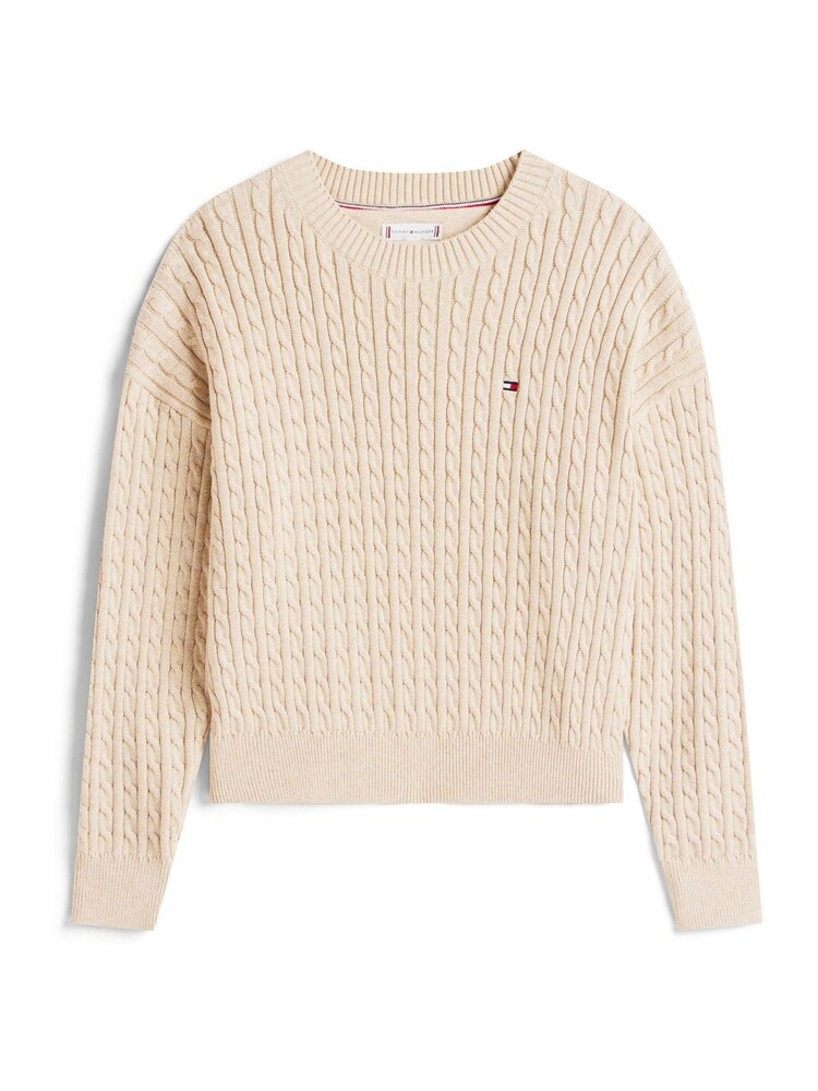 Tommy Hilfiger Cream Relaxed Cable Knit Jumper - Image 5 of 5 Tommy Hilfiger Cream Relaxed Cable Knit Jumper - Image 5 of 5