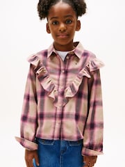 Tommy Hilfiger Brown Ruffle Relaxed Fit Blouse - Image 1 of 5