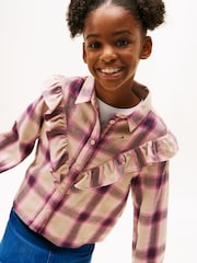 Tommy Hilfiger Brown Ruffle Relaxed Fit Blouse - Image 4 of 5