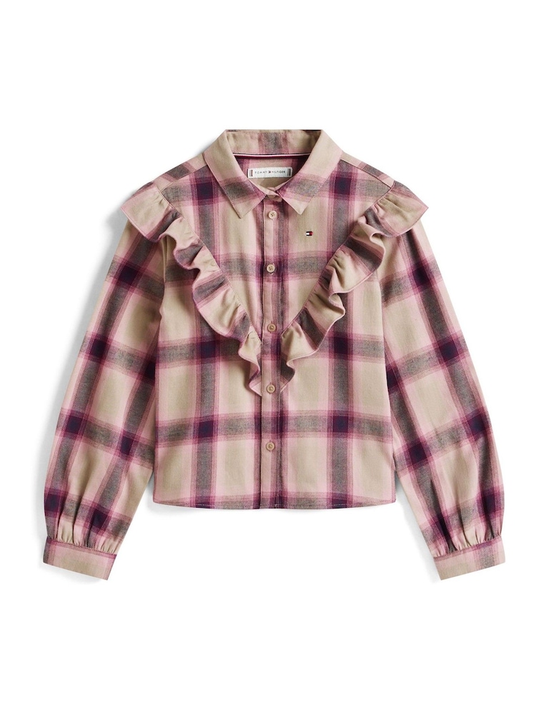 Tommy Hilfiger Brown Ruffle Relaxed Fit Blouse - Image 5 of 5 Tommy Hilfiger Brown Ruffle Relaxed Fit Blouse - Image 5 of 5
