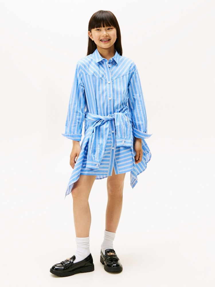 Tommy Hilfiger Blue Stripe Poplin Relaxed Shirt Dress - Image 1 of 5 Tommy Hilfiger Blue Stripe Poplin Relaxed Shirt Dress - Image 1 of 5